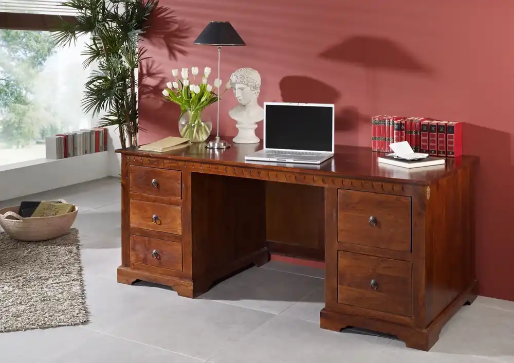Schreibtisch Akazie 180x80x74 nougat lackiert OXFORD #529 Solange Der Vorrat Reicht