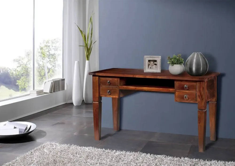 Schreibtisch Akazie 130x60x77 nougat lackiert OXFORD #506 Günstig