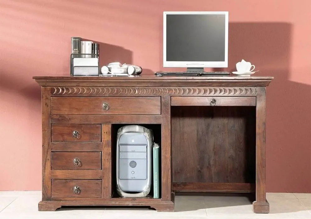 Schreibtisch Akazie 140x64x80 nougat lackiert OXFORD #511 Solange Der Vorrat Reicht