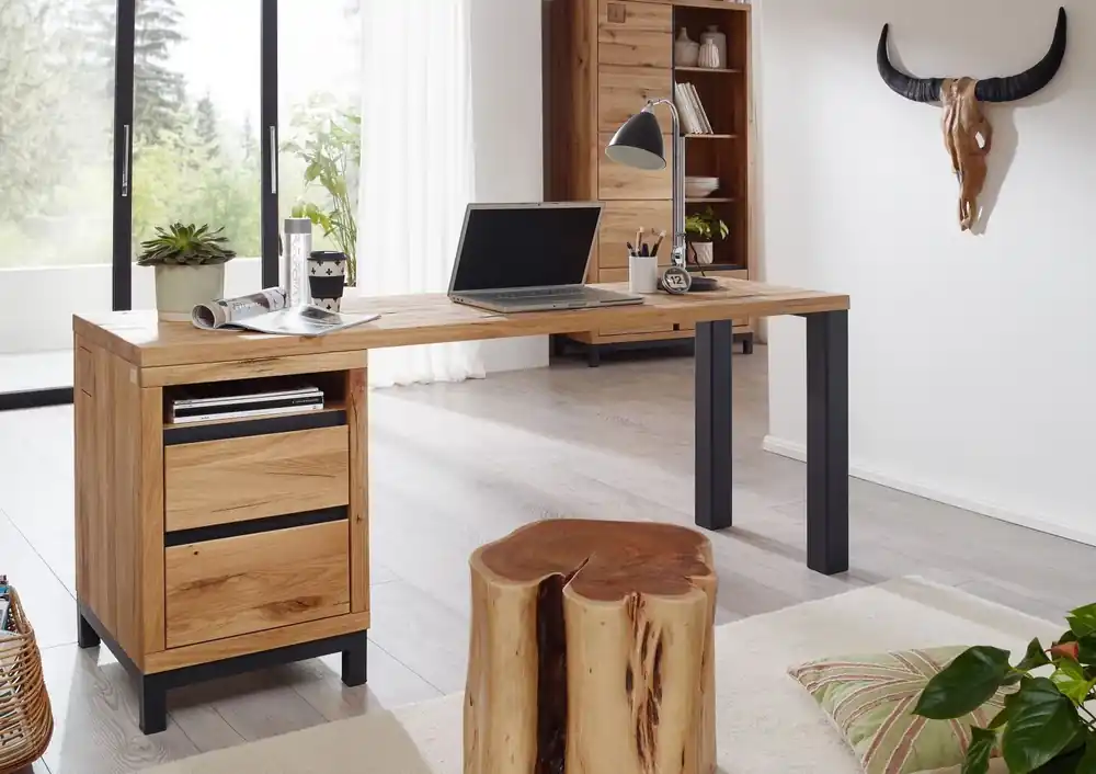 Sichere Zahlung Schreibtisch Wildeiche 150x55x76 natur geölt VILLANDERS #140