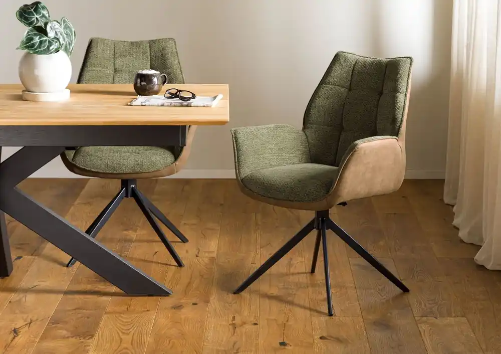 Drehstuhl 61x61x89 braun / grün HENRI #101 Preisknaller