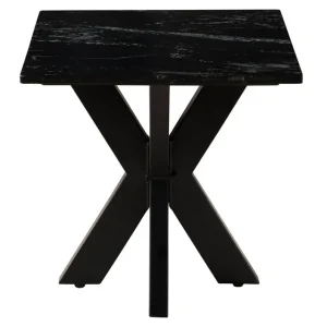 Couchtisch quadratisch 55x55x55 Marmor schwarz / Kreuzgestell Eisen schwarz BARCELONA #415 Wochenendangebot