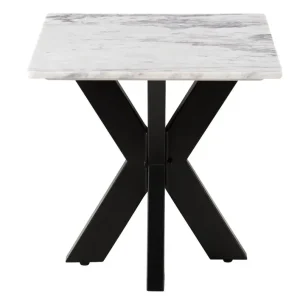 Couchtisch quadratisch 55x55x55 Marmor weiß / Kreuzgestell Eisen schwarz BARCELONA #315 Jetzt Bestellen