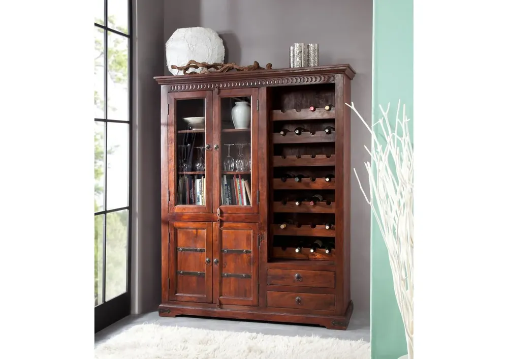 Jetzt Kaufen Weinschrank Akazie 144x47x180 nougat lackiert OXFORD #519
