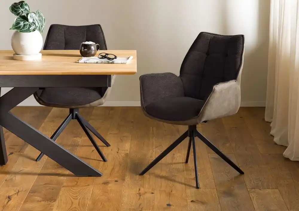 Drehstuhl Velours 61x61x89 dunkelgrau / braun HENRI #103 Sichere Zahlung