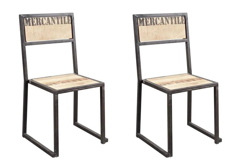 Stuhl Mango 45x46x92 natur bedruckt FACTORY #109, 2er Set Abverkauf