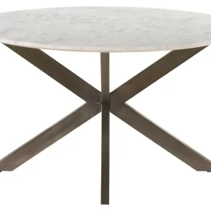 Esstisch rund ⌀ 137 cm Marmor weiß / Kreuzgestell Eisen Antik Grau BARCELONA #307 Angebot