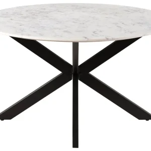 Online Kaufen Esstisch rund ⌀ 137 cm Marmor weiß / Kreuzgestell Eisen schwarz BARCELONA #317