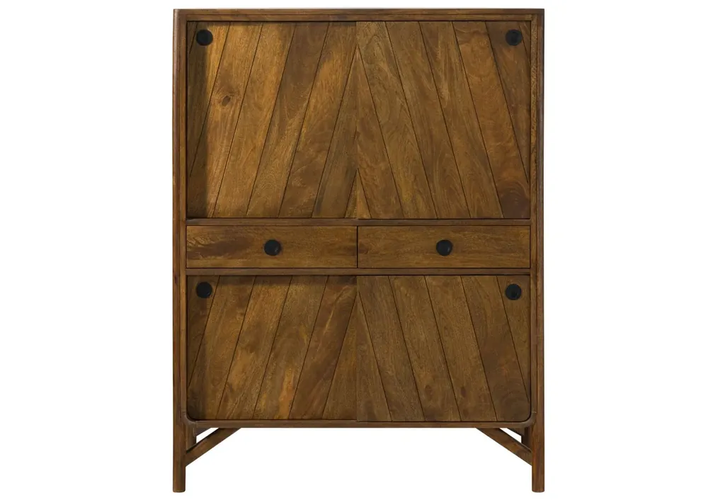 Highboard Mango 115x45x150 braun geölt / Griff schwarz LOS ANGELES #114 Preiswert
