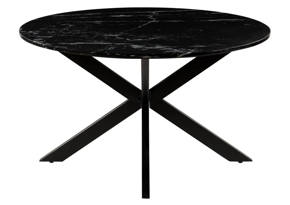 Letzte Chance Esstisch rund ⌀ 137 cm Marmor schwarz / Kreuzgestell Eisen schwarz BARCELONA #417