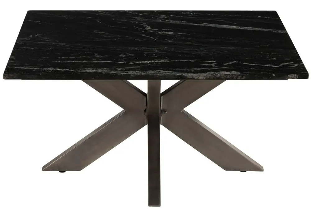 Couchtisch quadratisch 90x90x45 Marmor schwarz / Kreuzgestell Eisen Antik Grau BARCELONA #406 Heißes Angebot