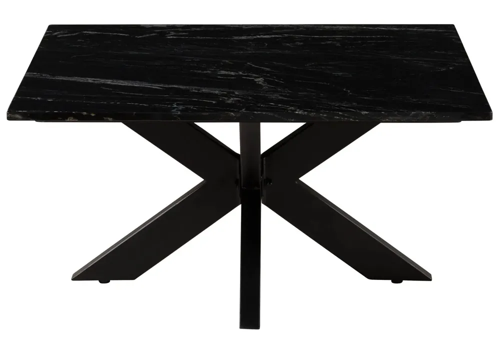 Neue Ware Couchtisch quadratisch 90x90x45 Marmor schwarz / Kreuzgestell Eisen schwarz BARCELONA #416
