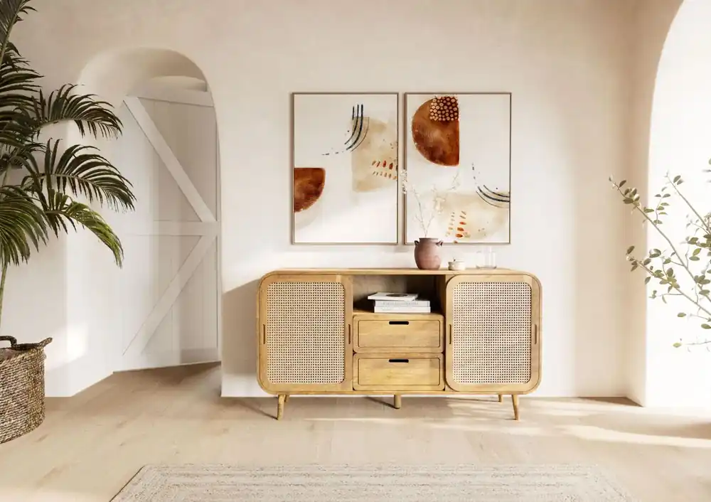 Abverkauf Sideboard Mango 150x40x80 natur lackiert VALENCIA #118