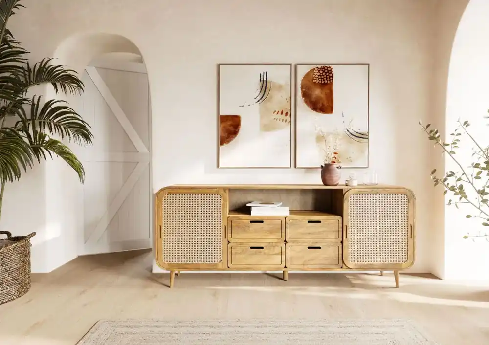 Sideboard Mango 200x40x80 natur lackiert VALENCIA #120 Letzte Chance