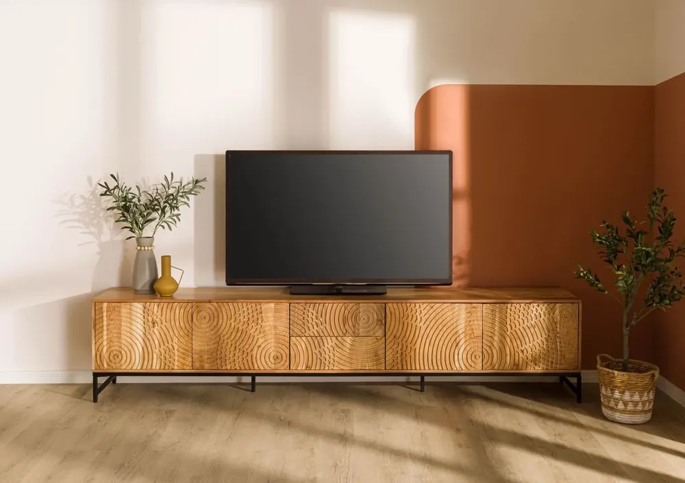 Sonderaktion TV-Board Akazie 260x40x55 natur lackiert MARRAKESCH #107