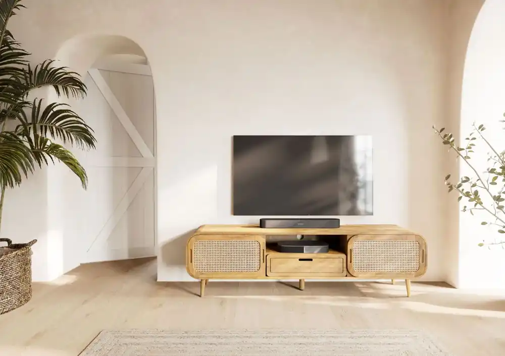 Geprüft TV-Board Mango 180x40x50 natur lackiert VALENCIA #122