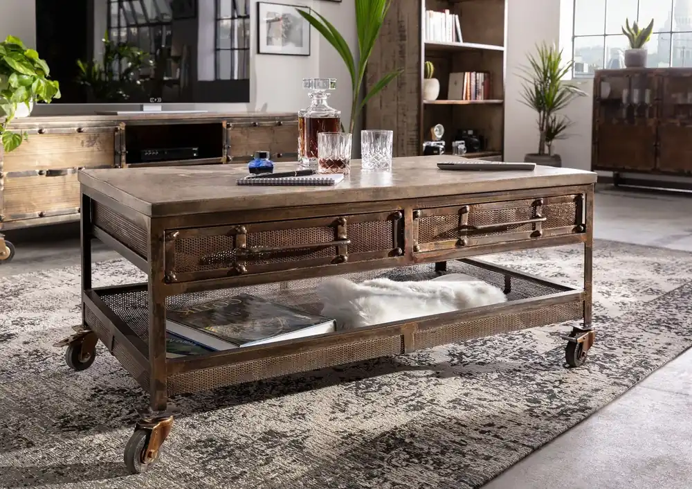 Couchtisch Mango 110x60x50 braun lackiert HEAVY INDUSTRY #222 Zertifiziert