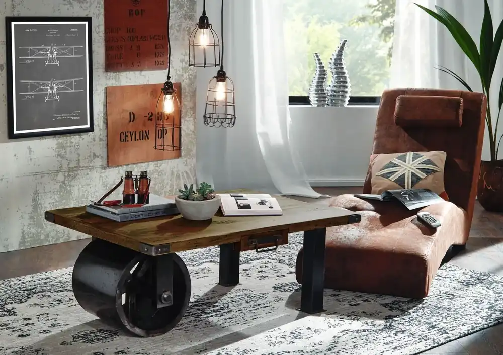 Couchtisch Mango 110x80x43 braun lackiert RAILWAY #405 Solange Der Vorrat Reicht