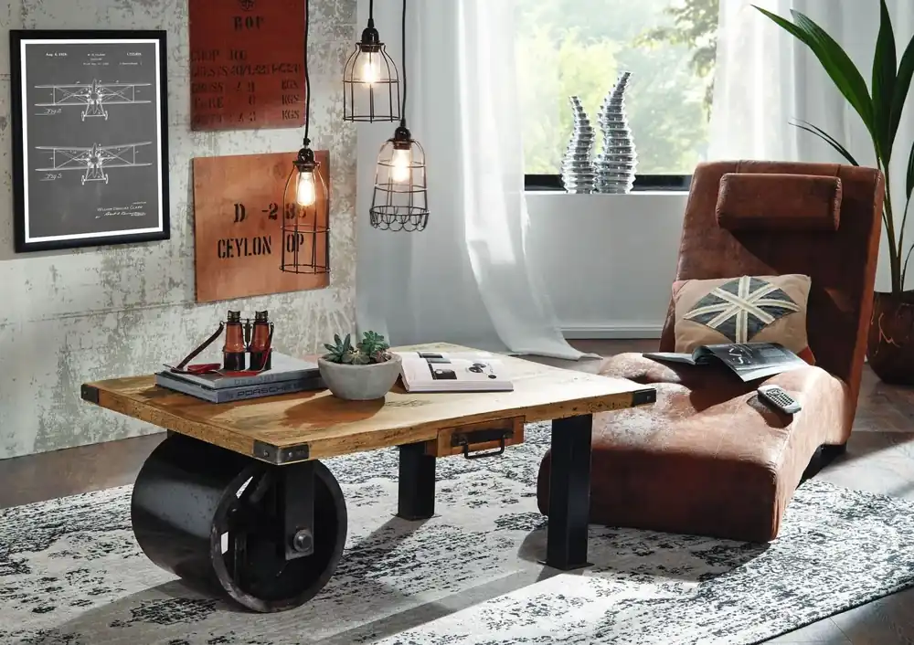 Couchtisch Mango 110x80x43 natur lackiert RAILWAY #105 Billig