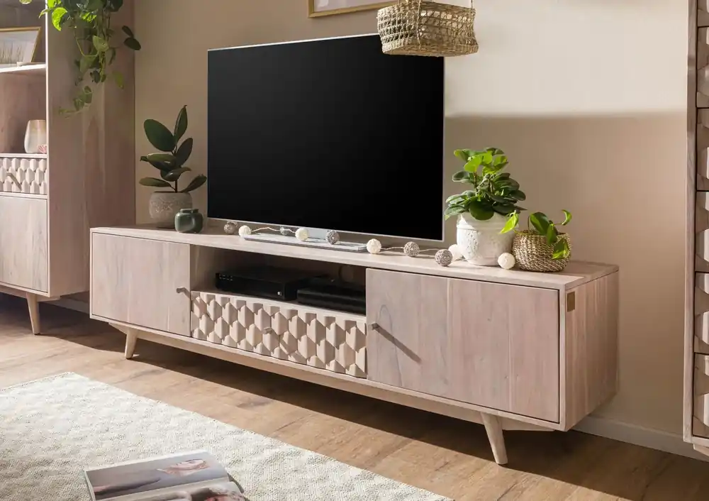 Kracherpreis TV-Board 188x40x48 Akazie weiß lackiert MOSAYK #205