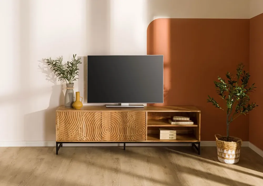 TV-Board Akazie 180x40x55 natur lackiert MARRAKESCH #105 Sale