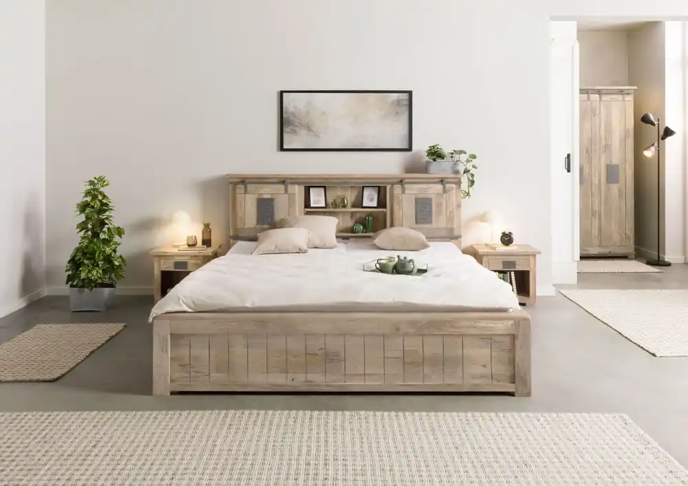 Letzte Chance Bett mit Schublade Mango 180x200 beige lackiert RAILWAY #372