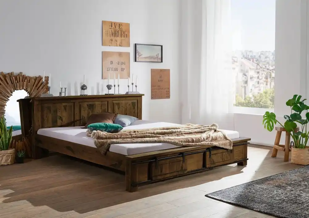 Bett Mango 180x200 braun lackiert RAILWAY #442 Online Kaufen
