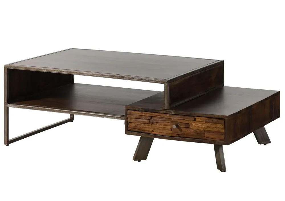 Couchtisch Akazie / Altholz 135x70x45 braun lackiert SEVILLA #27 Neue Ware