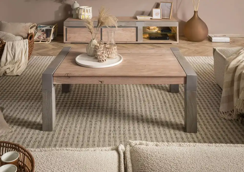Preisknaller Couchtisch Akazie 110x70x45 beige lackiert Amsterdam #118