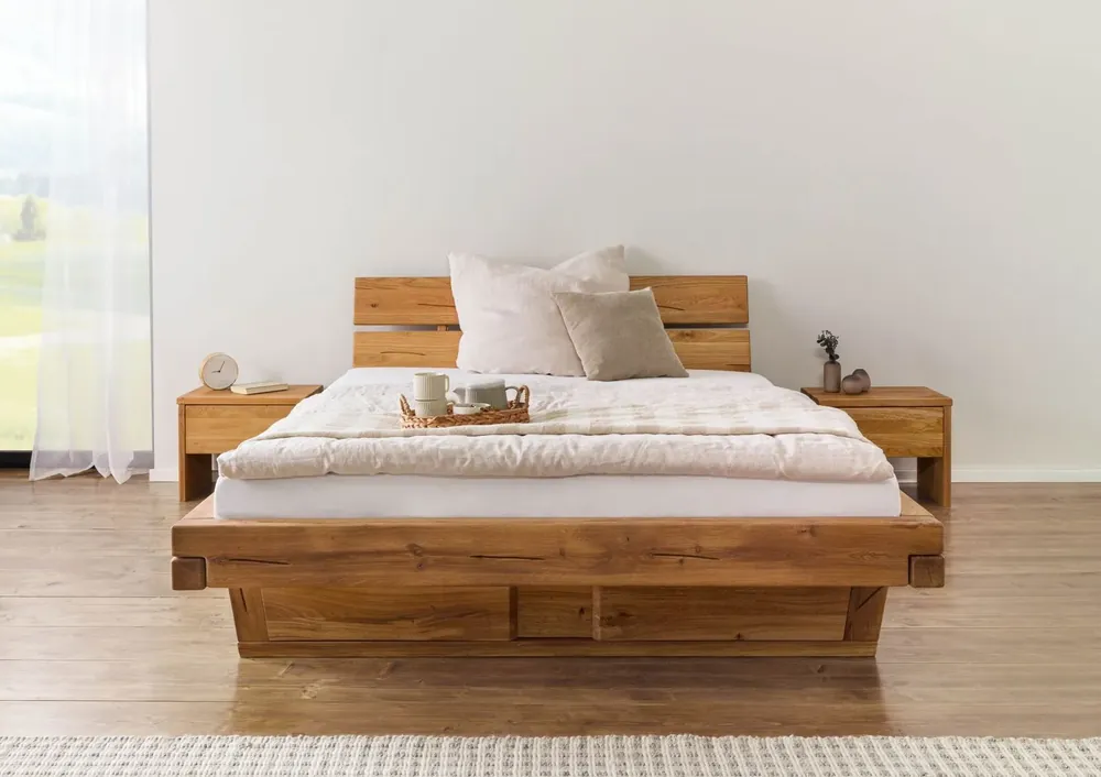 Bett mit Schublade Eiche 180x200x87 natur geölt BREGENZ #107 Sale
