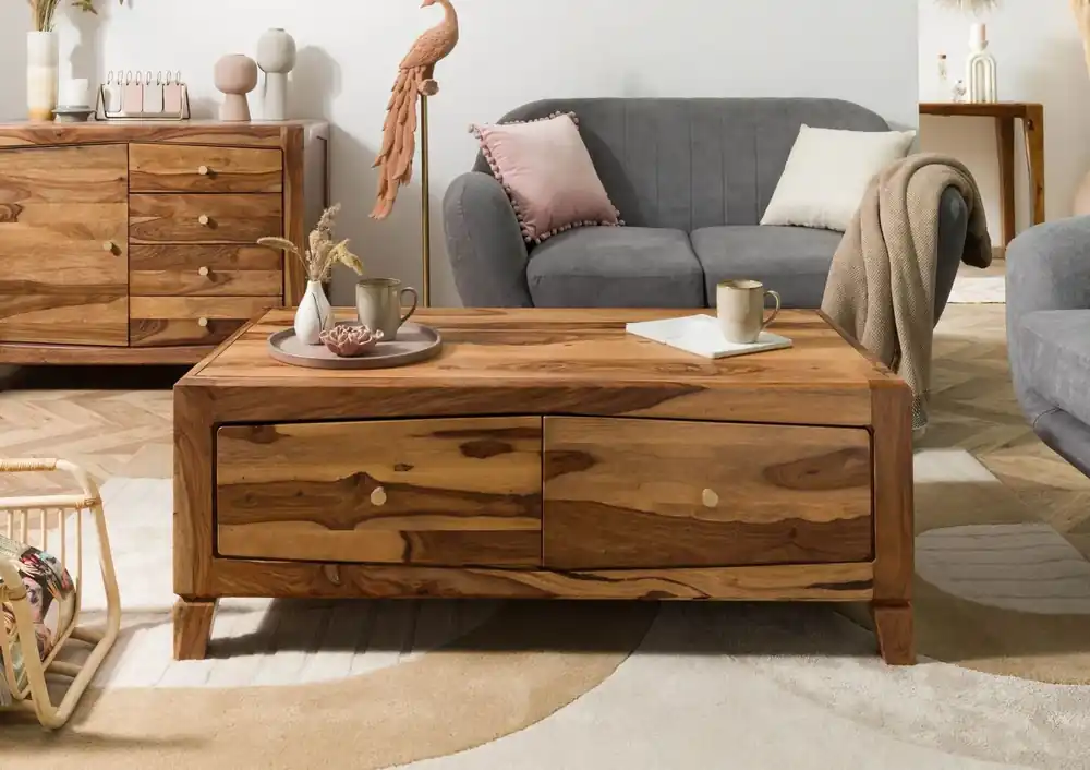 Jetzt Kaufen Couchtisch Sheesham 115x60x45 braun lackiert ANCONA #102