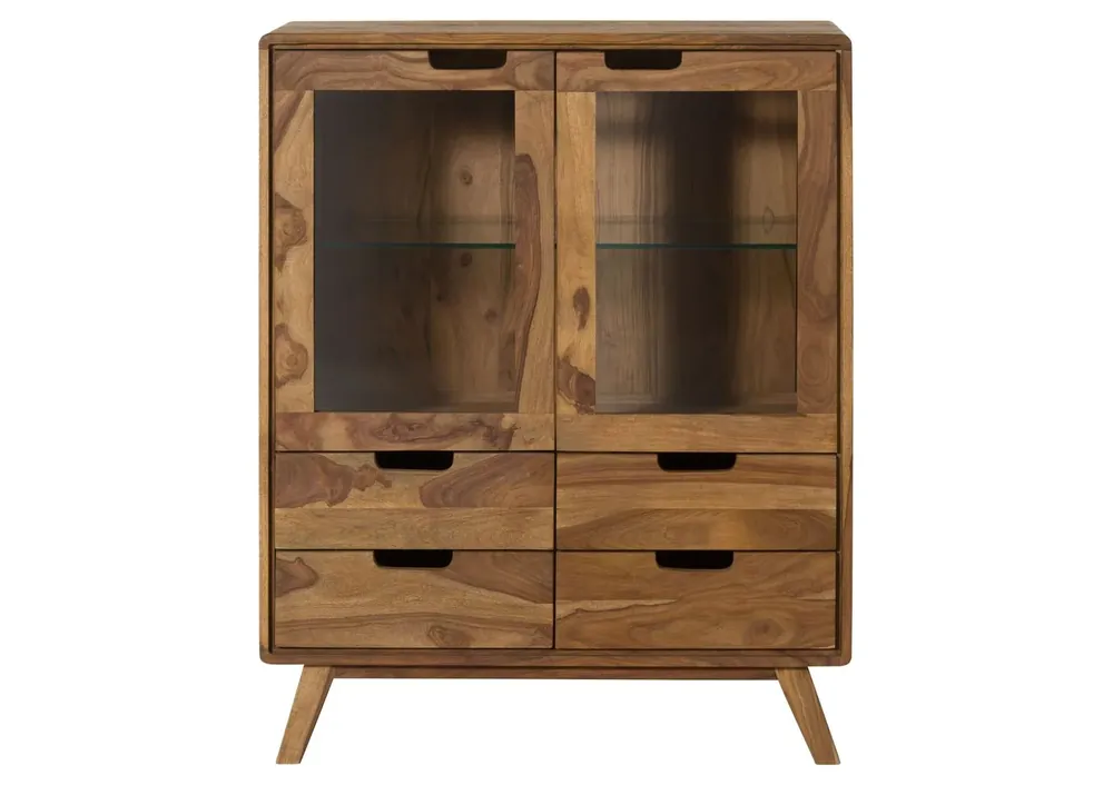 Letzte Chance Highboard Sheesham 90x40x110 natur sandgestrahlt lackiert MALMÖ 2 #213
