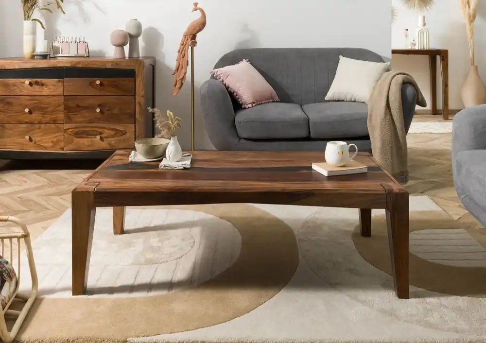 Günstig Couchtisch Sheesham 120x60x40 dunkelbraun lackiert ANCONA #203