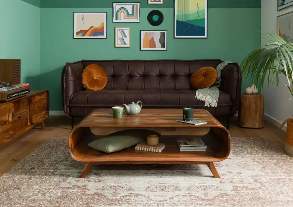 Couchtisch Sheesham 120x70x40 hellbraun lackiert MAILAND #134 Sale