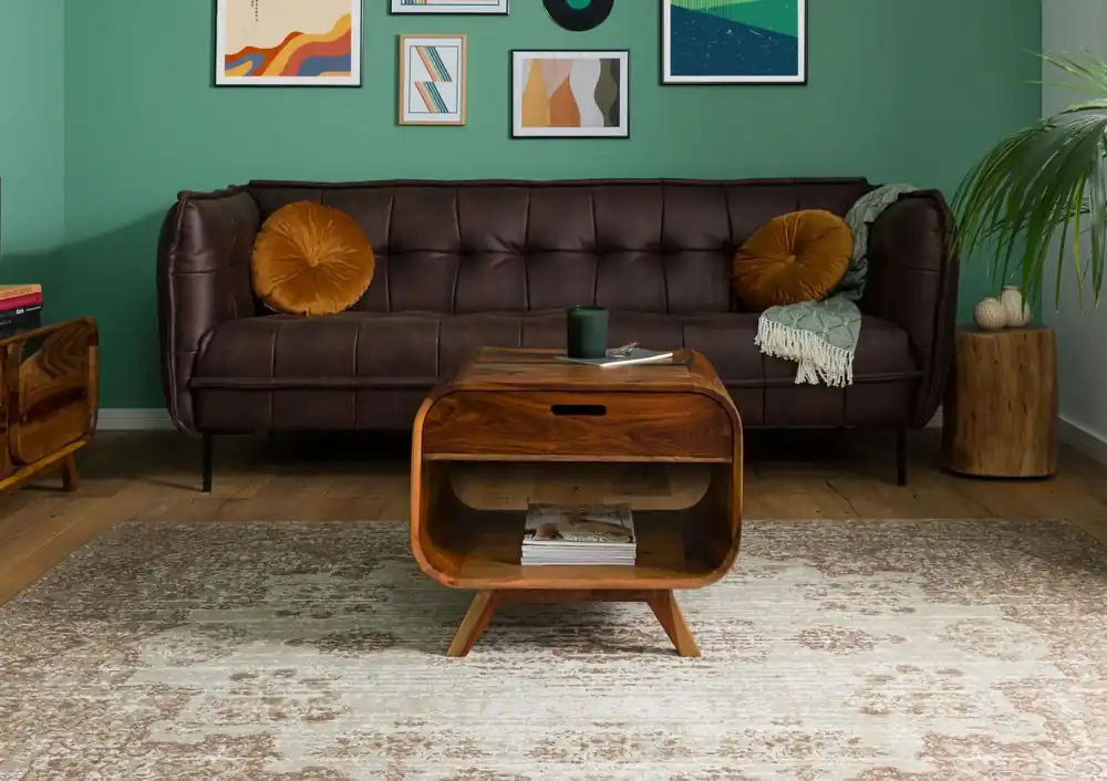 Couchtisch Sheesham 60x50x50 dunkelbraun lackiert MAILAND #230 Heißes Angebot
