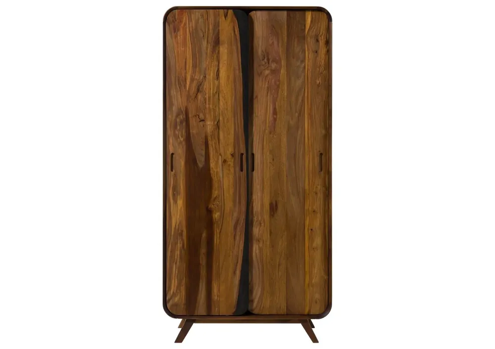 Kleiderschrank Sheesham 90x45x180 dunkelbraun lackiert MAILAND #211 Top-Seller
