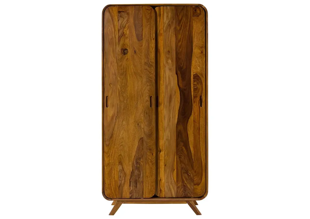Kleiderschrank Sheesham 90x45x180 hellbraun lackiert MAILAND #111 Wochenendangebot