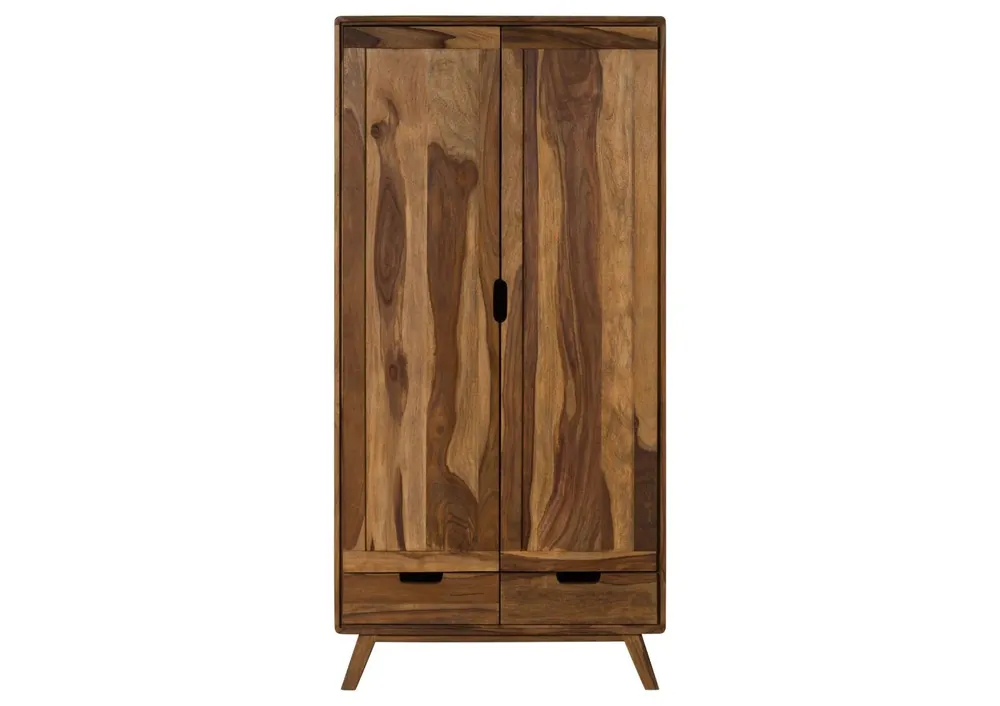 Geprüft Kleiderschrank Sheesham 90x45x180 natur sandgestrahlt lackiert MALMÖ 2 #200