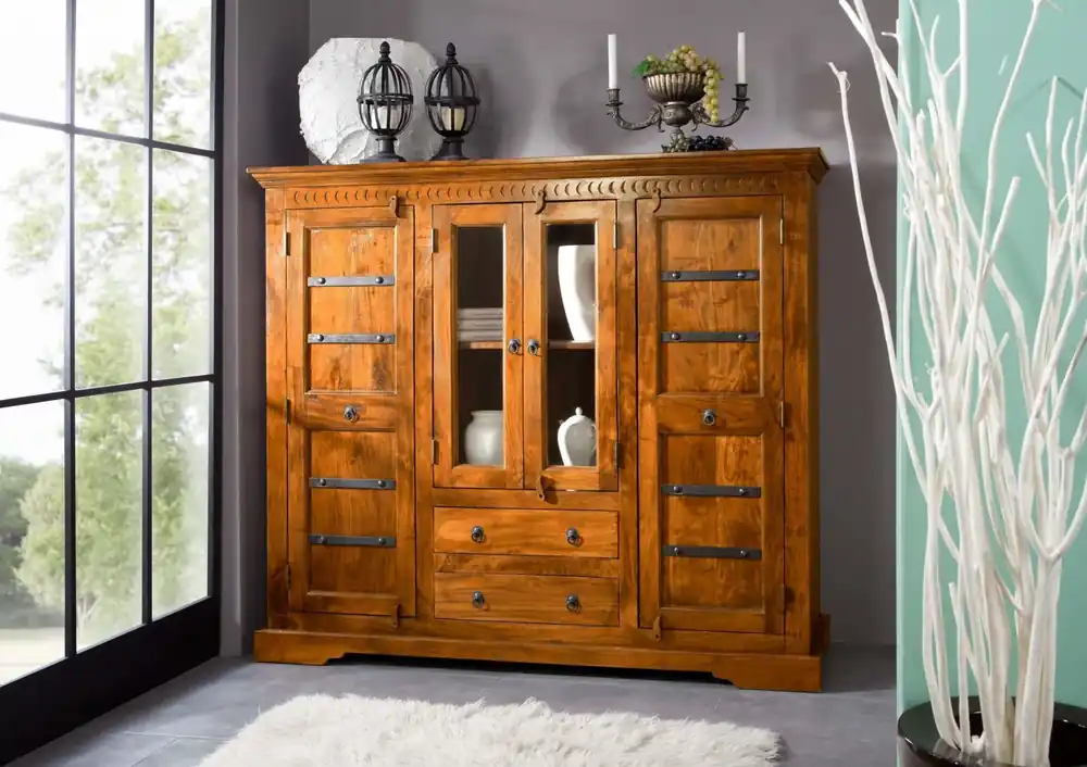 Rabatt Highboard Akazie 160x50x142 honig lackiert OXFORD #0418