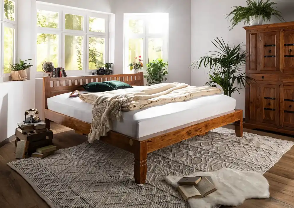 Nur Heute Bett Akazie 200x200x90 honig lackiert OXFORD #224