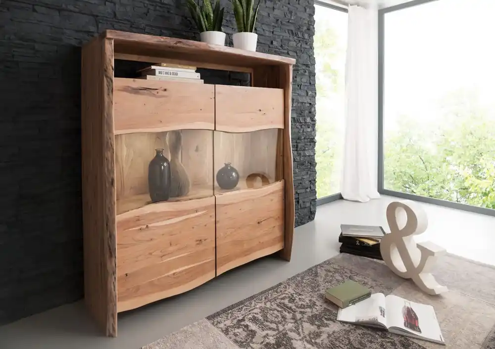 Highboard Akazie 131x45x147 natur lackiert PURE ACACIA #105 Echt