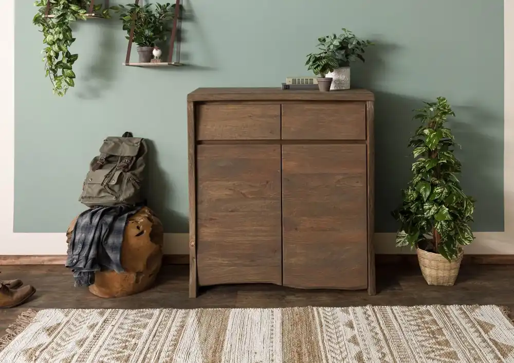 Angebot Highboard Mango 100x48x111 braun geölt / sandgestrahlt PURE MANGO #101