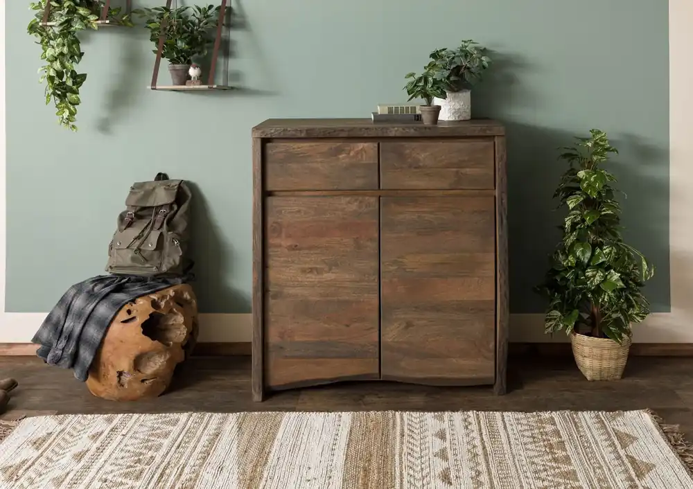 Angebot Highboard Mango 100x48x111 braun geölt PURE MANGO #201