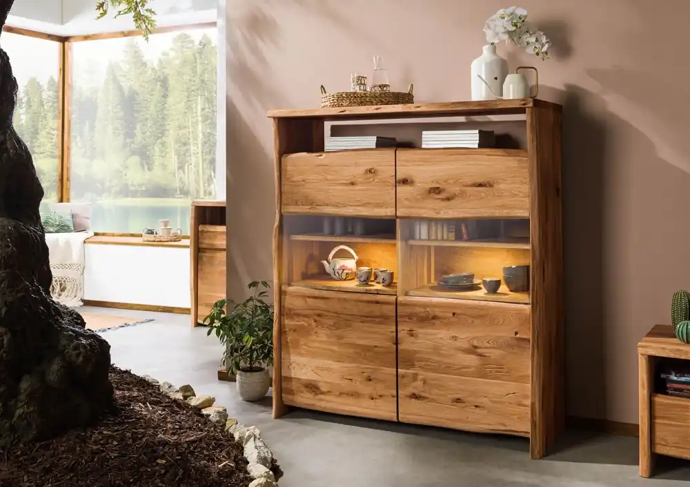 Online Kaufen Highboard Wildeiche 131x45x147 natur geölt PURE OAK #105