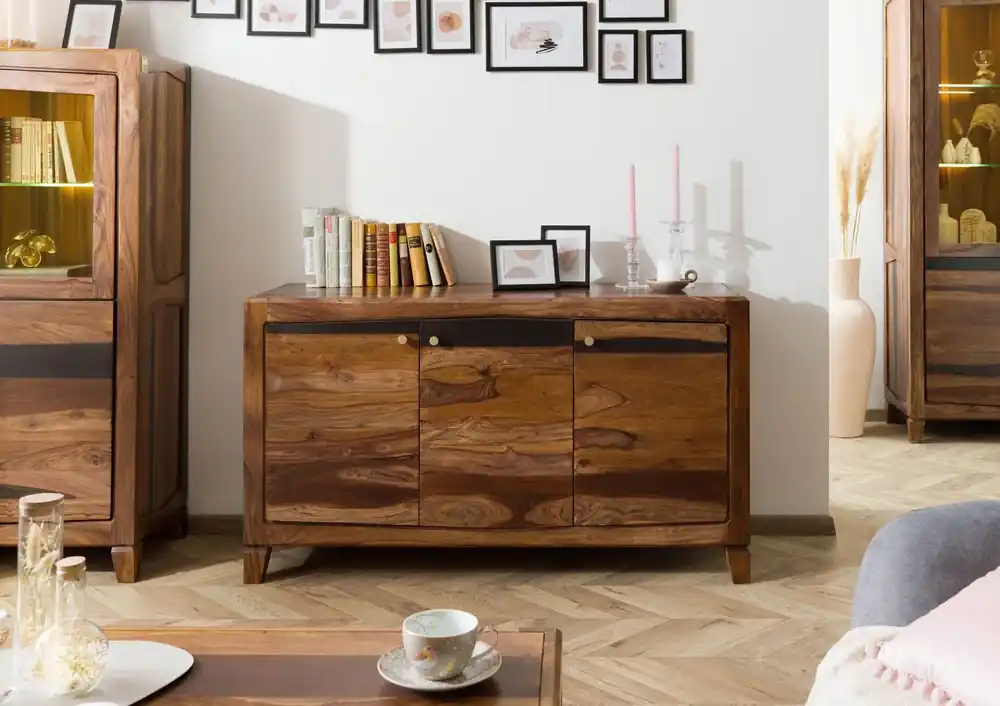 Sideboard Sheesham 140x45x80 dunkelbraun lackiert ANCONA #221 Günstig