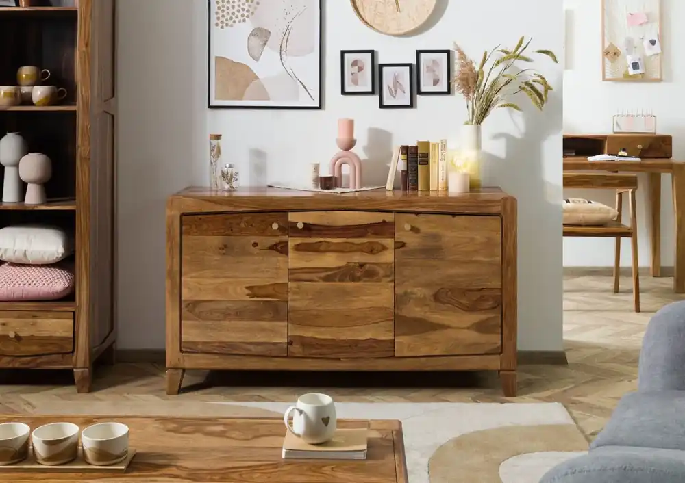 Sideboard Sheesham 140x45x80 braun lackiert ANCONA #121 Heißes Angebot