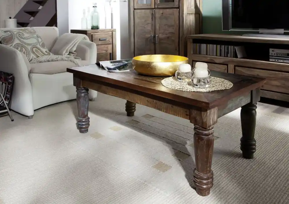 Bestseller Couchtisch Altholz 110x60x45 mehrfarbig lackiert FABLE #06