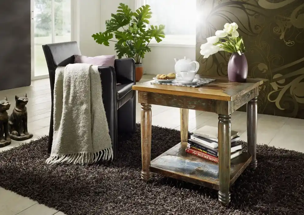 Markenware Couchtisch Altholz 60x60x60 mehrfarbig lackiert FABLE #14