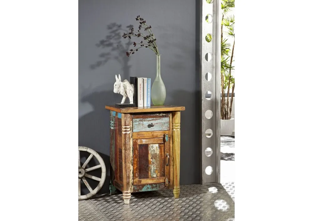 Rabatt Nachttisch Altholz 50x42x70 mehrfarbig lackiert FABLE #03