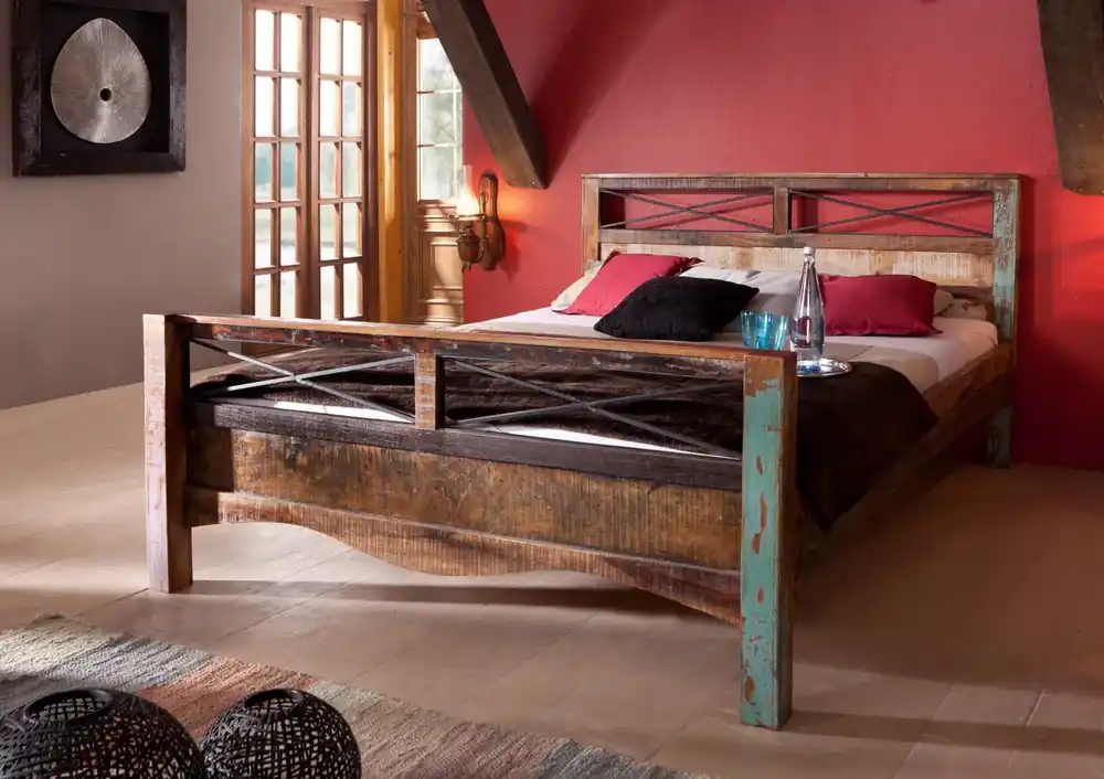 Sonderaktion Bett Altholz 180x200x100 mehrfarbig lackiert NATURE OF SPIRIT #47